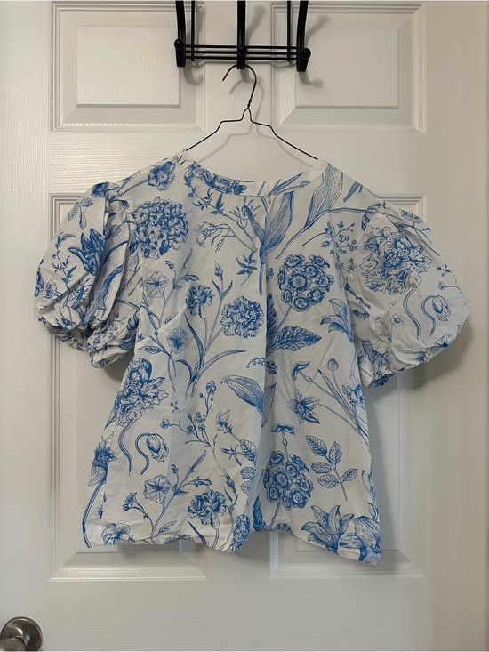Olivia James Tops - Olivia James | Blue Floral Puff-Sleeve Women’s Top